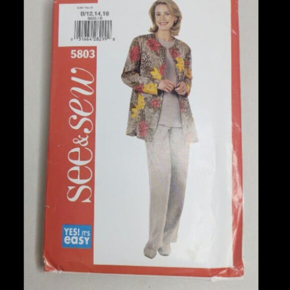 Butterick 5803 Misses & Petite Jacket Top Pants Pattern 12,14,16 UNCUT (J1) - Picture 1 of 5